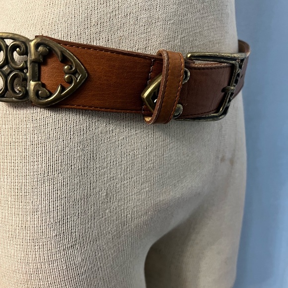 metal accent brown leather womens belt made in colombia size small One Of A Kind - Picture 6 of 15